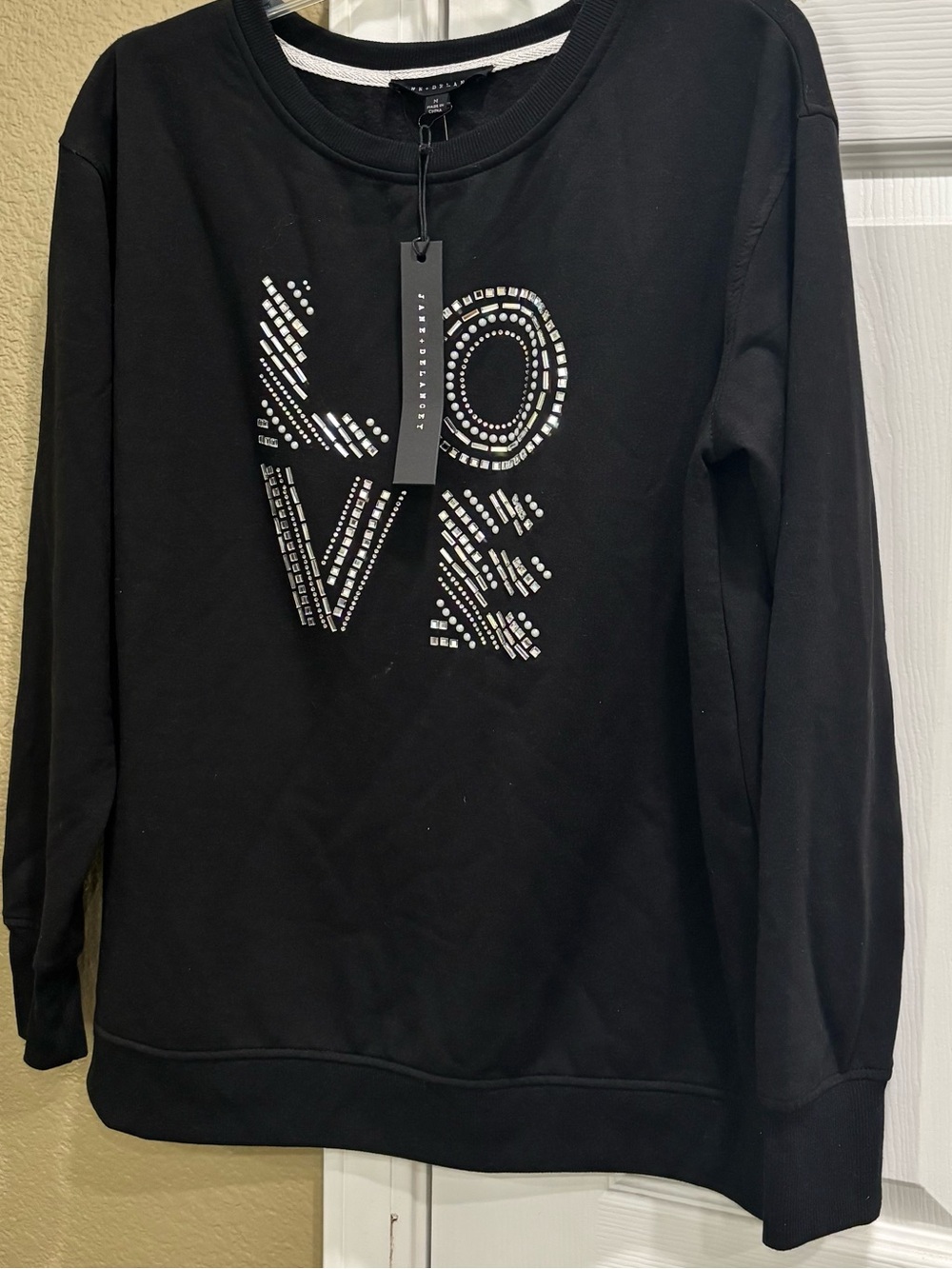 Jane and Delancey Black Sweatshirt with 'LOVE' Stud Detail size M - Picture 2 of 4